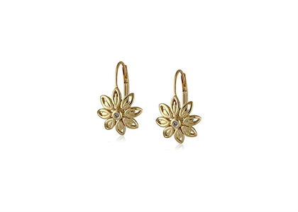 Gold Plated Leverback Flower Petals Fashion Earrings